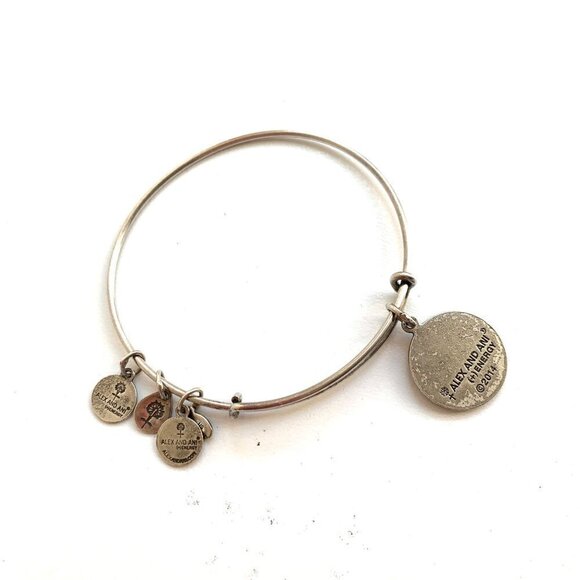 Alex and Ani Lotus Charm Bracelet - Silver Finish Expands 2"- 3.5" - Picture 2 of 2
